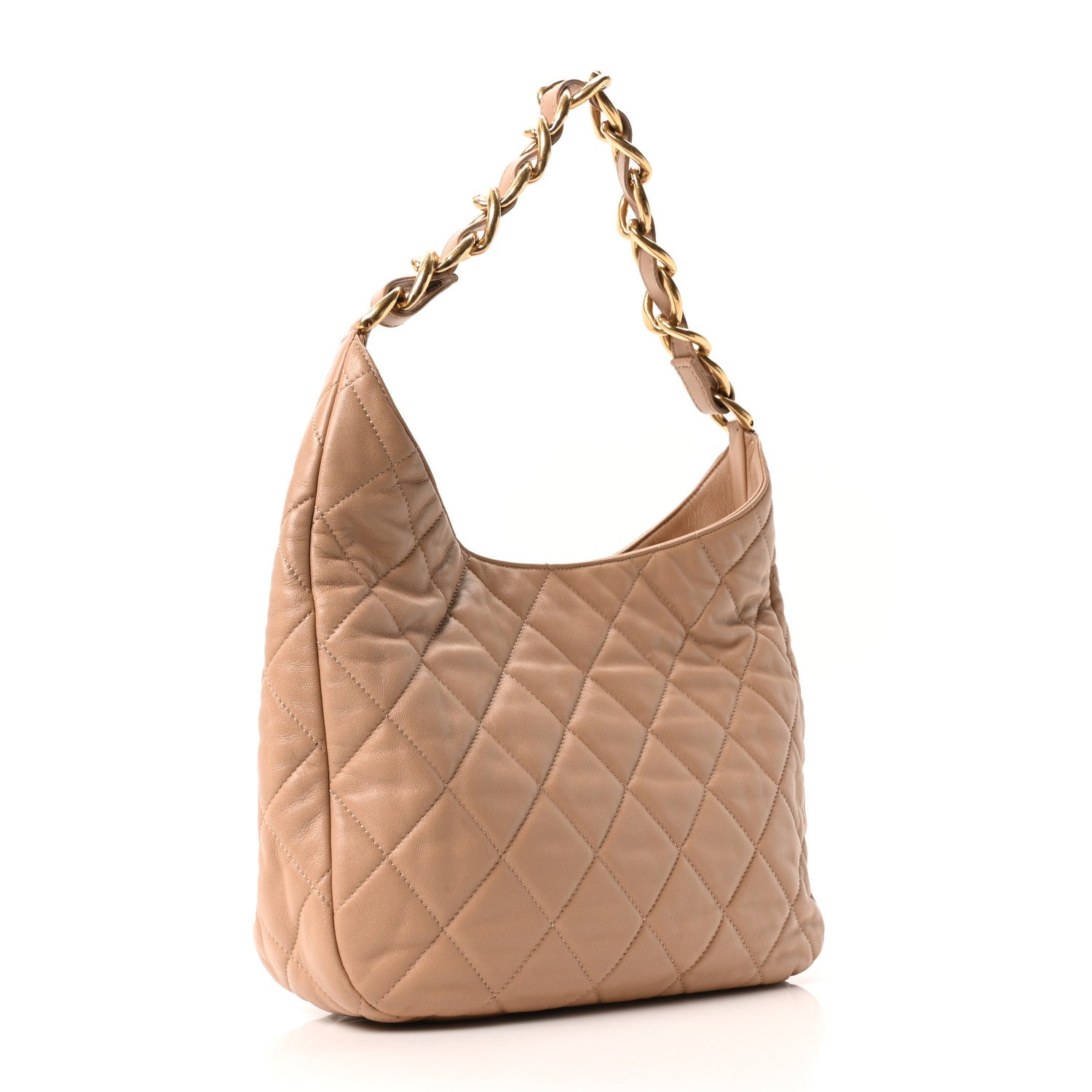 Chanel Lambskin Quilted Large CC Funky Town Hobo Beige 3 of 10