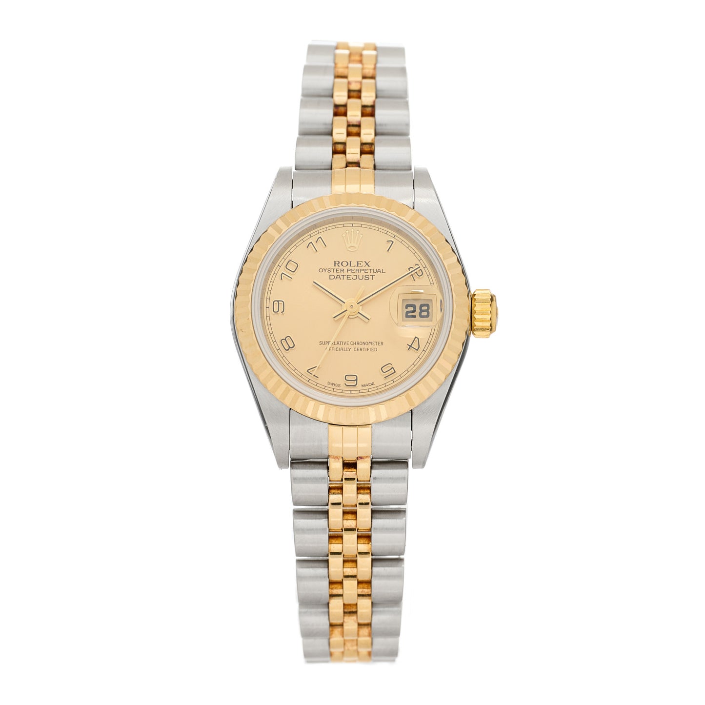 Stainless Steel 18K Yellow Gold 26mm Oyster Perpetual Datejust Watch Champagne 79173