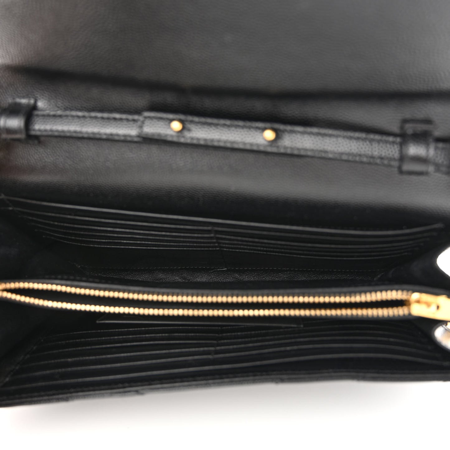 Grain De Poudre Matelasse Chevron Monogram Chain Wallet Black