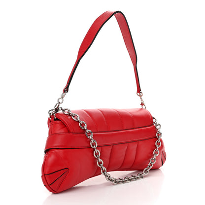 Gucci Nappa Vertical Matelasse Medium Maxi Horsebit Chain Shoulder Bag Beret Red 3 of 10