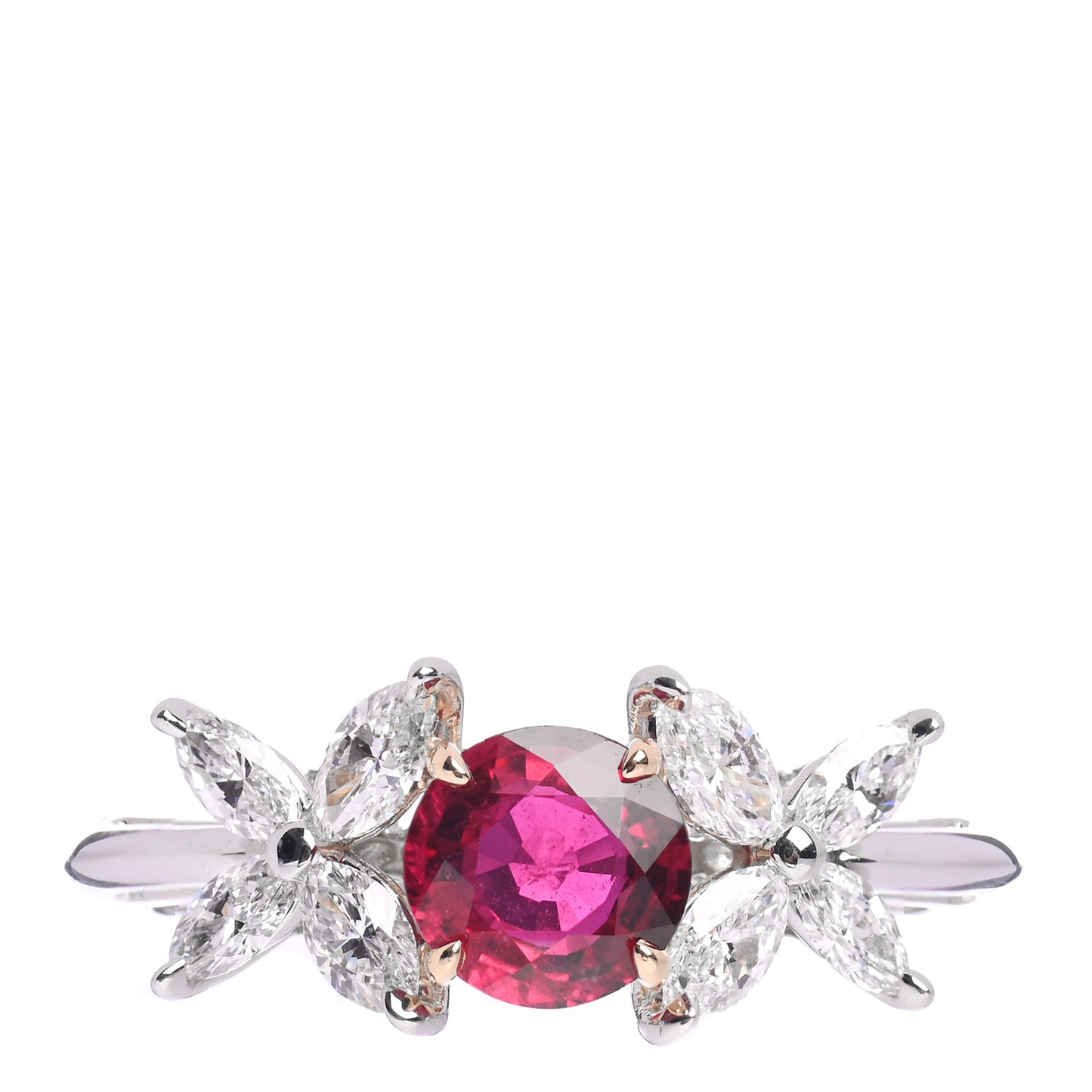 Platinum 18K Yellow Gold Diamond Ruby Victoria Ring 54 7