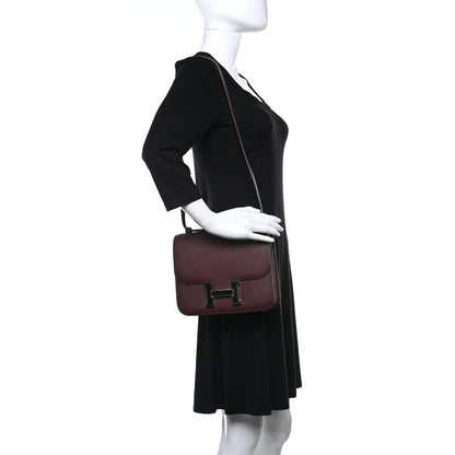 Hermes Epsom Horseshoe Enamel Constance 24 Bordeaux Black 2 of 9