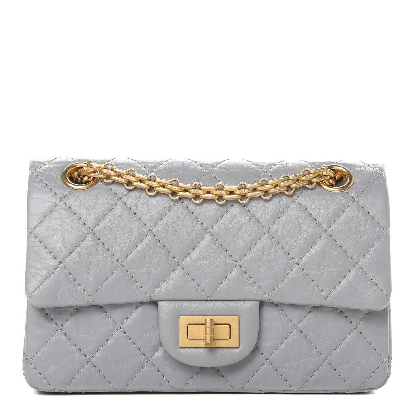 Aged Calfskin Quilted 2.55 Reissue Mini Flap Grey
