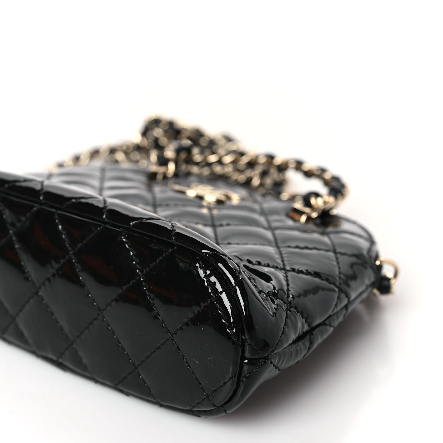 Chanel Patent Calfskin Quilted Shiny Coco Clutch With Chain Black 9 of 10