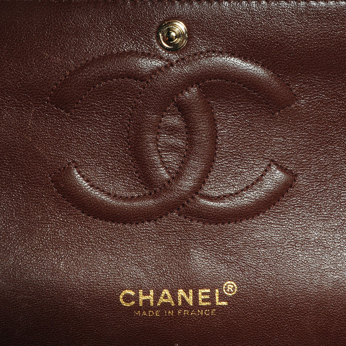 Lambskin Medium Double Flap Chocolate Brown