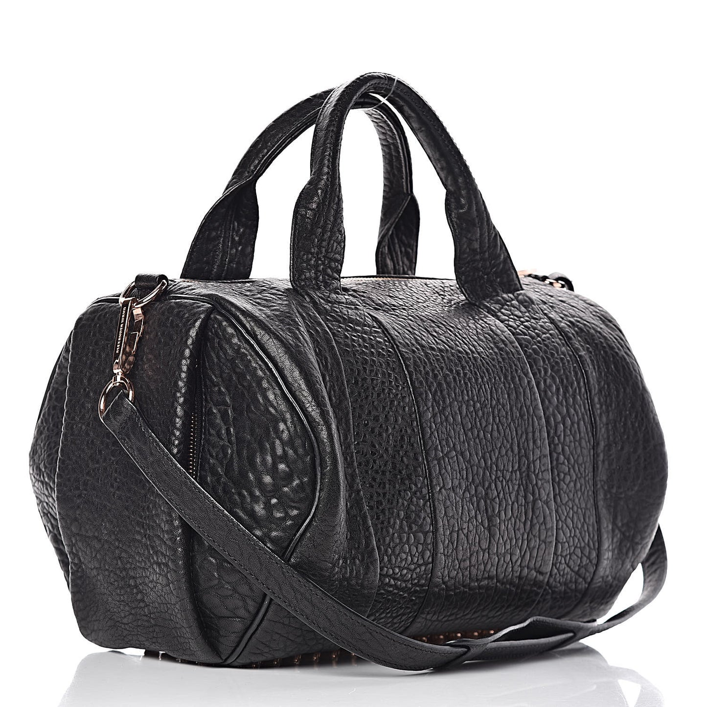 Pebbled Lambskin Rocco Black Rose Gold Hardware
