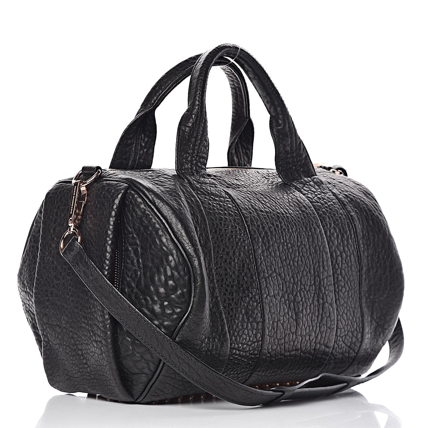 Alexander Wang Pebbled Lambskin Rocco Black Rose Gold Hardware 3 of 10