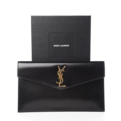 Saint Laurent Smooth Shiny Calfskin Monogram Uptown Pouch Black 7 of 7