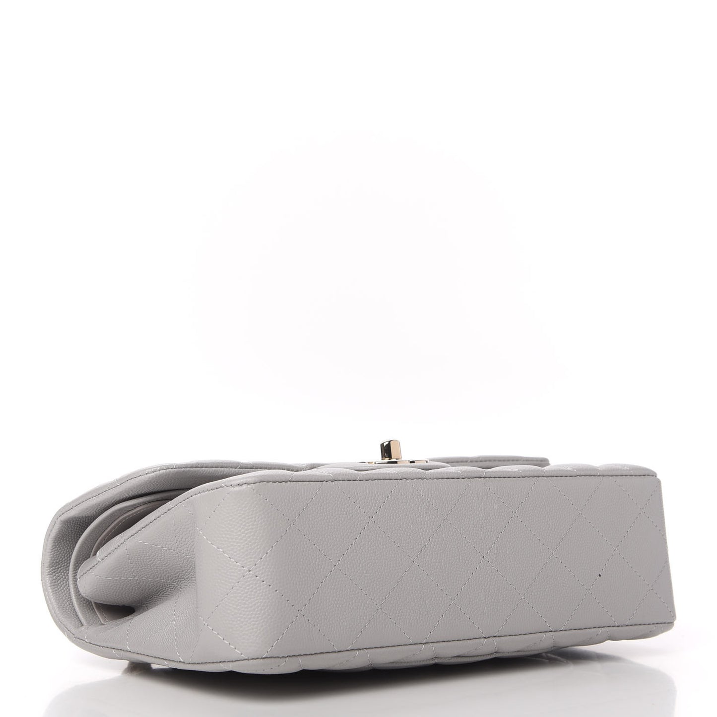 Caviar Quilted Small Double Flap Grey