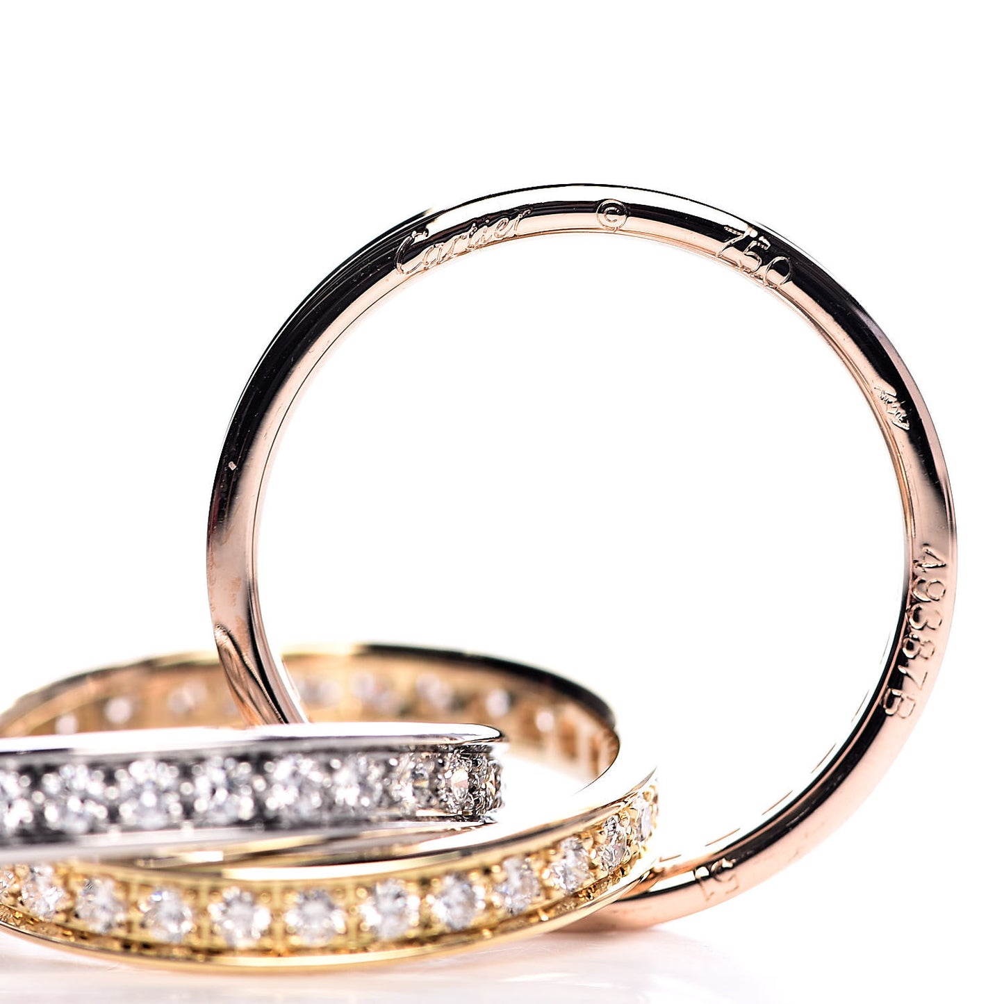 18K Pink Yellow White Gold Diamond Trinity Ring 51 5.75
