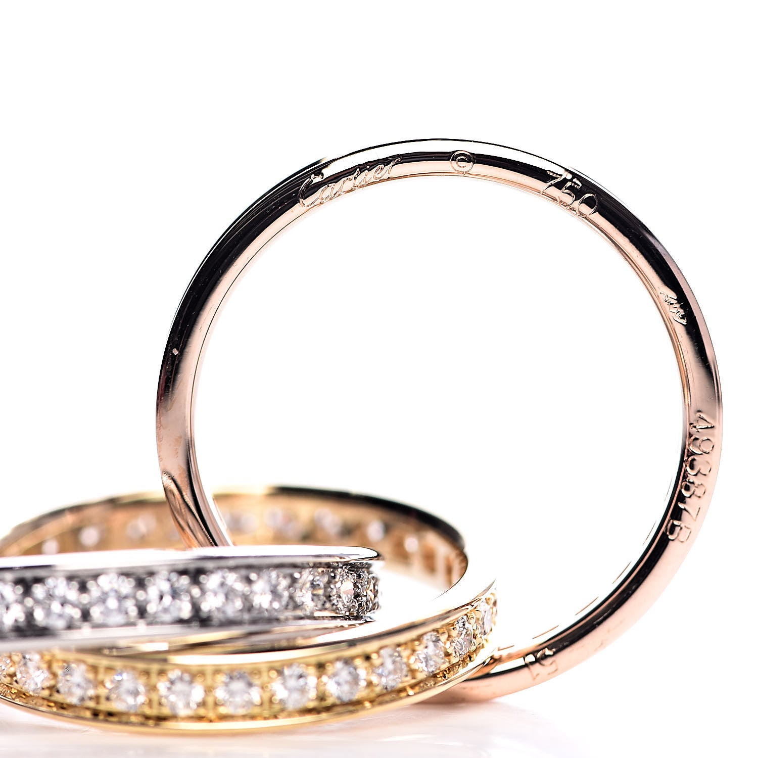 Cartier 18K Pink Yellow White Gold Diamond Trinity Ring 51 5.75 4 of 6
