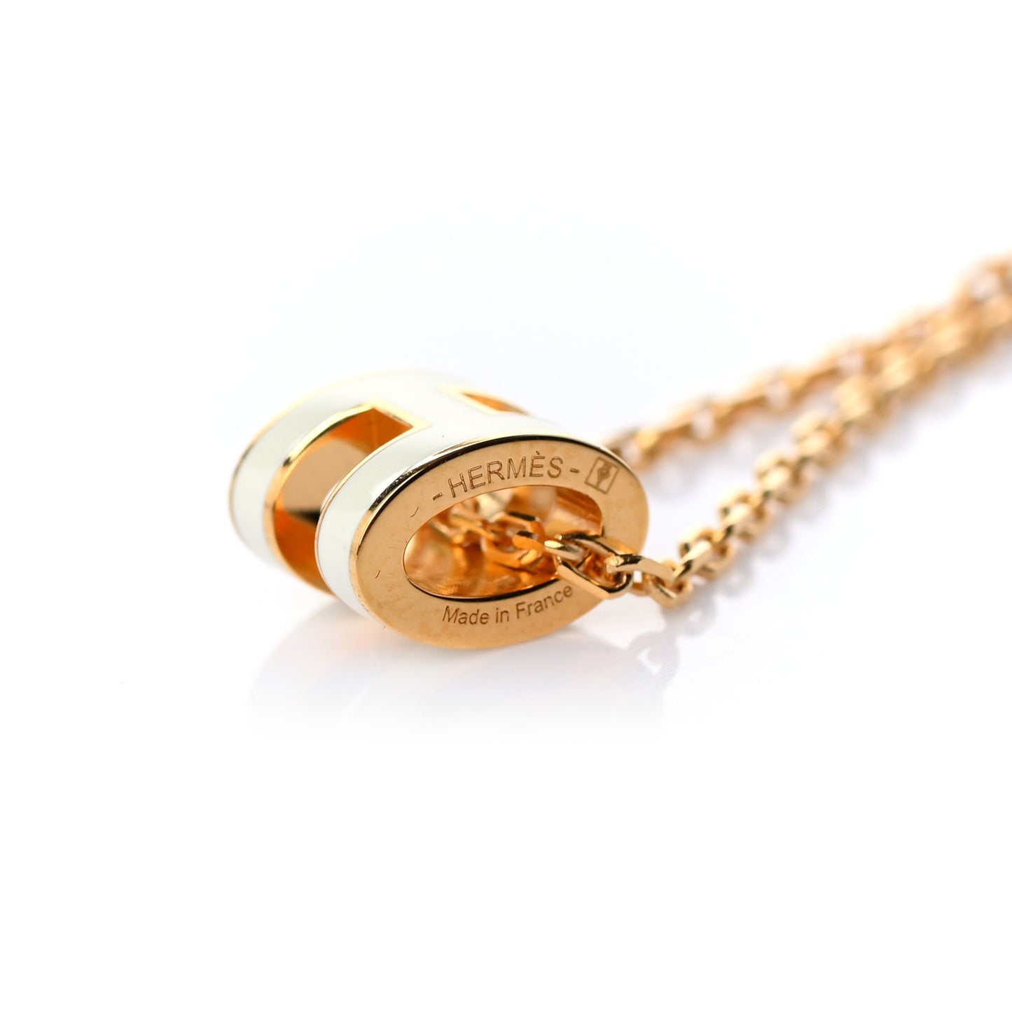 Lacquered Gold Mini Pop H Pendant Necklace White