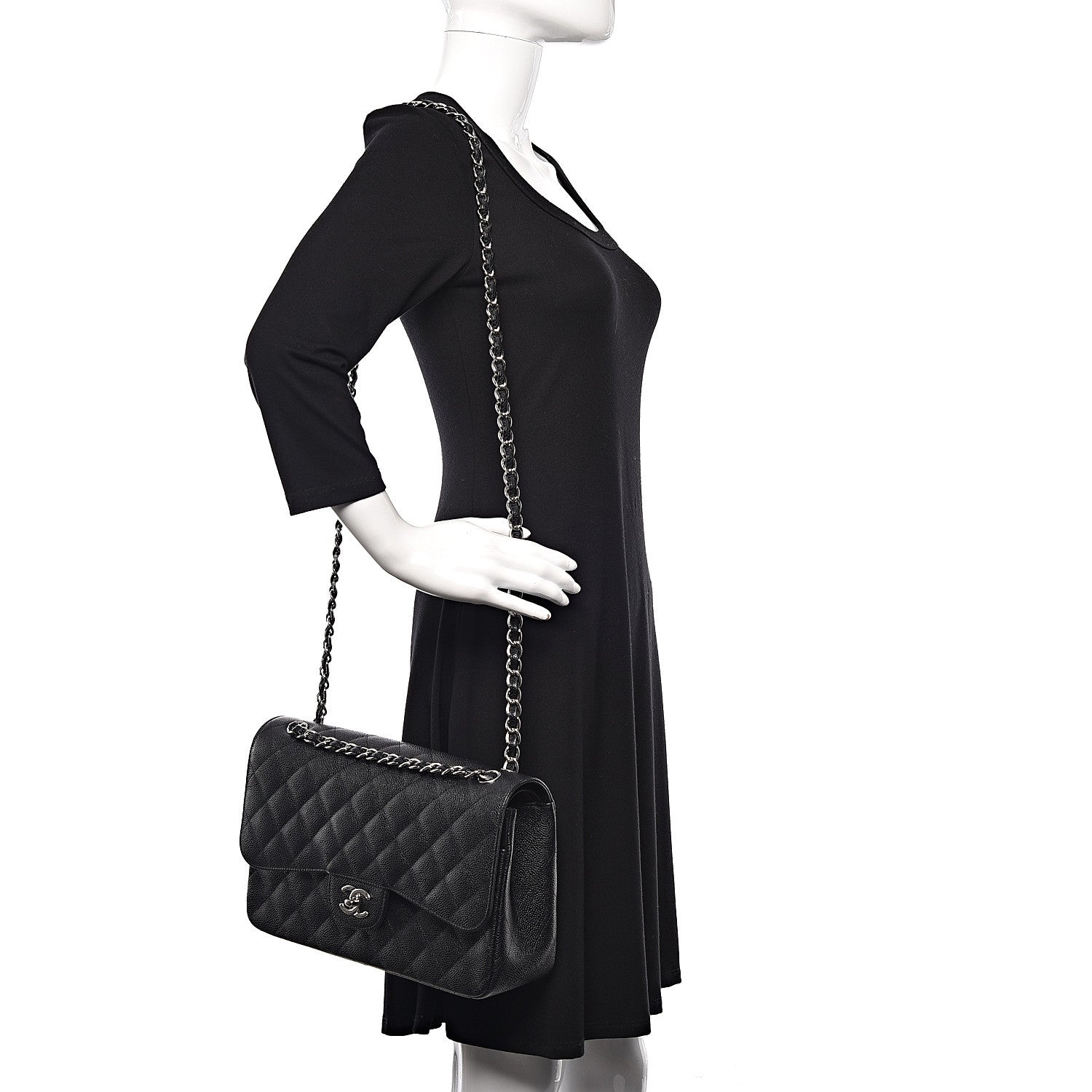 Chanel Caviar Quilted Jumbo Double Flap Black 2 of 11