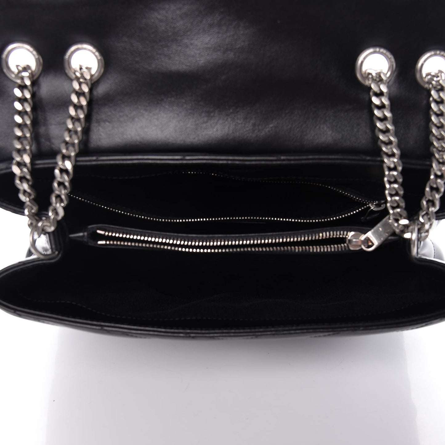 Calfskin Y Quilted Monogram Medium Loulou Chain Satchel Black