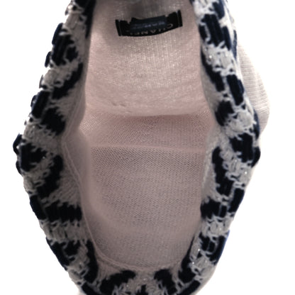 Chanel Cashmere Blend CC Beanie Hat With Gloves Set White Navy Blue 3 of 4