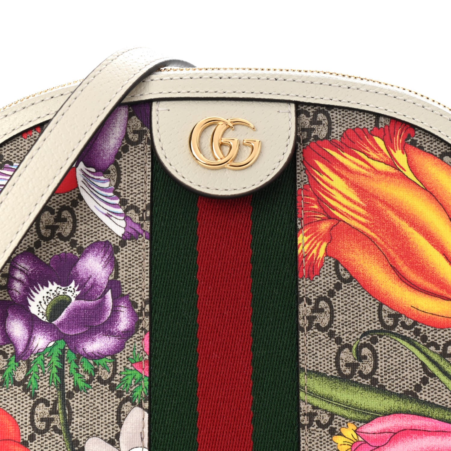 Gucci GG Supreme Monogram Flora Web GG Small Ophidia Dome Shoulder Bag White 8 of 10
