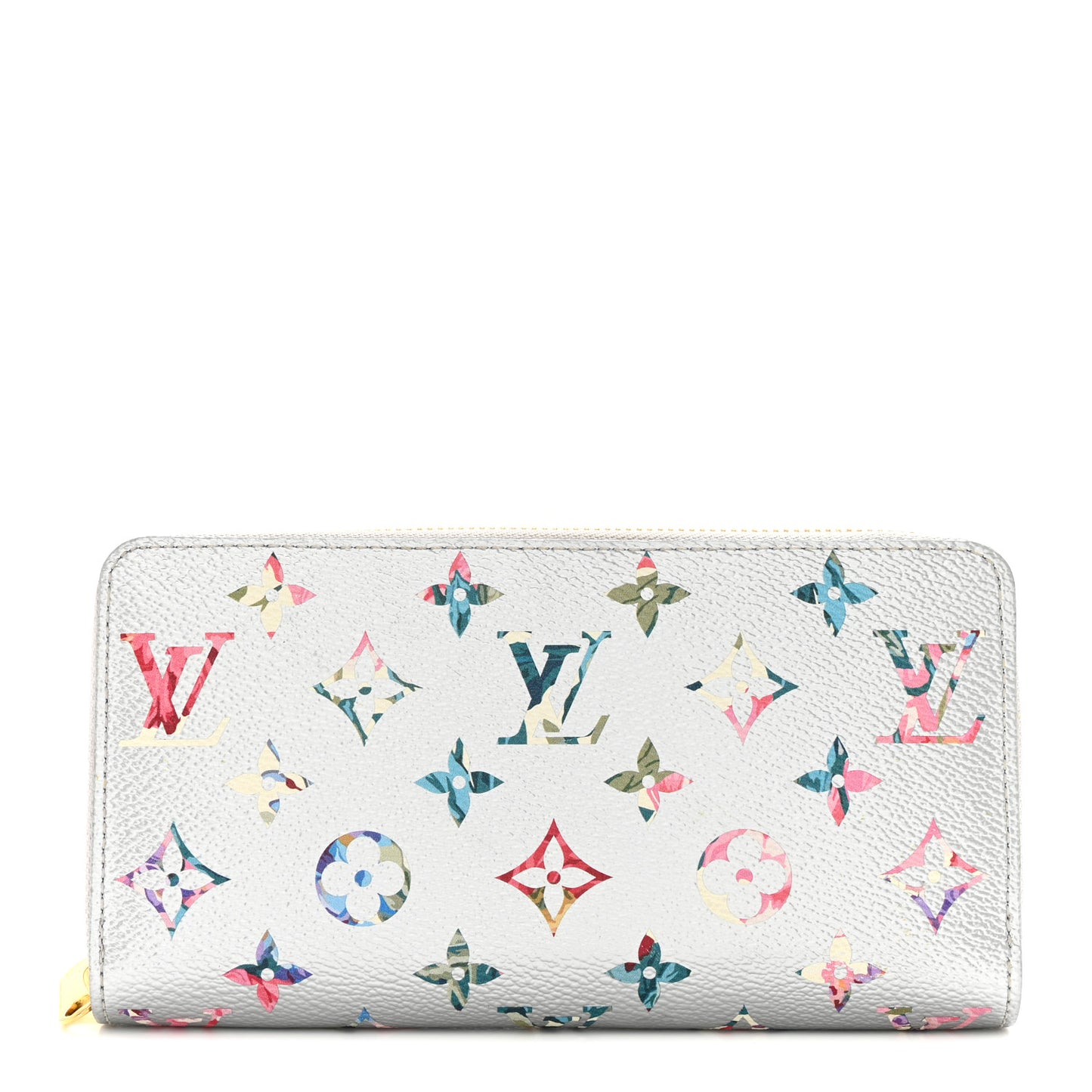 Metallic Monogram LV Garden Zippy Wallet Silver