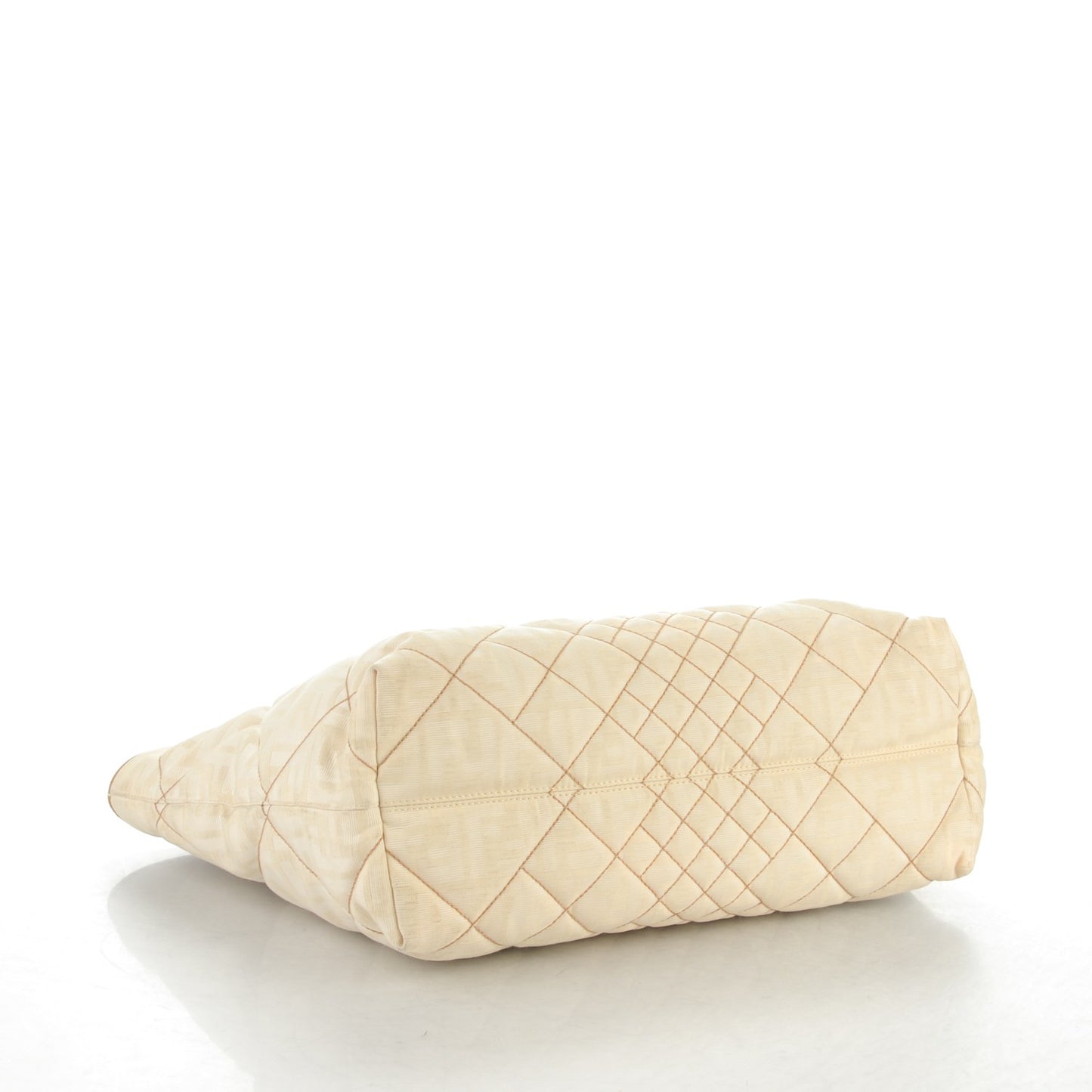 Canvas Quilted FF Chain Roll Tote Ivory