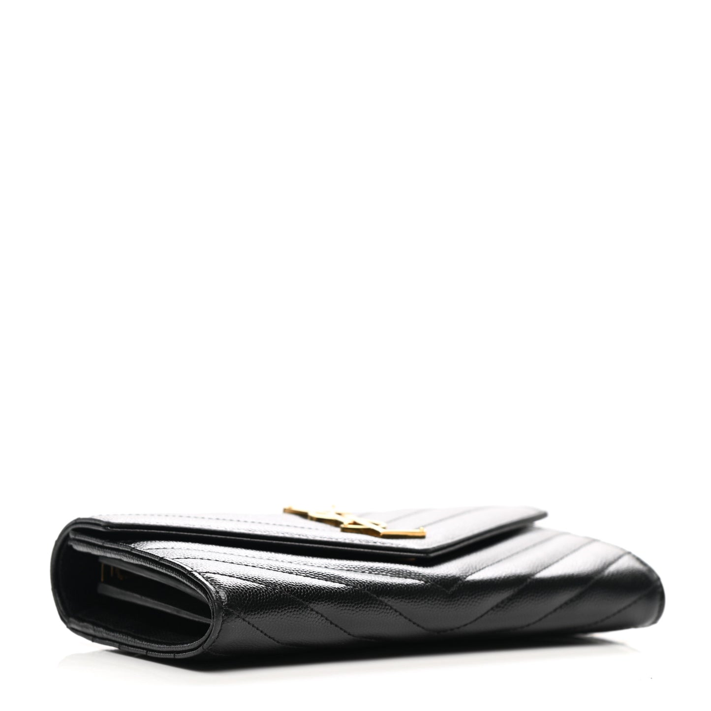 Grain De Poudre Matelasse Chevron Monogram Flap Wallet Black