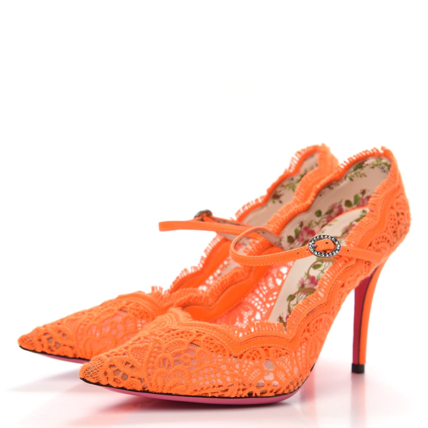 Lace Pizzo Venice Pumps 36 Orange Fluo