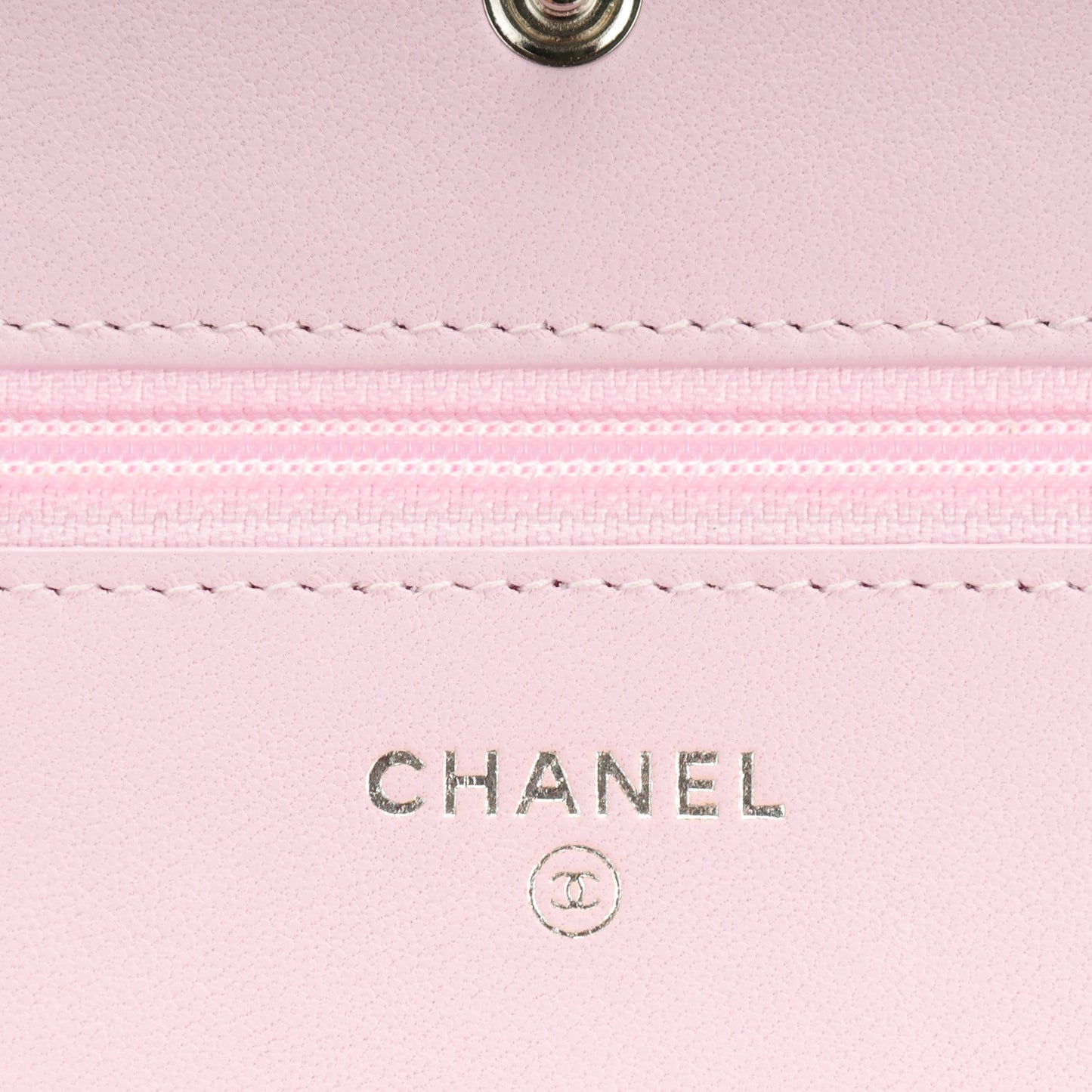 Lambskin Quilted Diamond CC Wallet On Chain WOC Pink