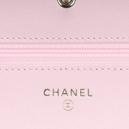 Chanel Lambskin Quilted Diamond CC Wallet On Chain WOC Pink 7 of 9