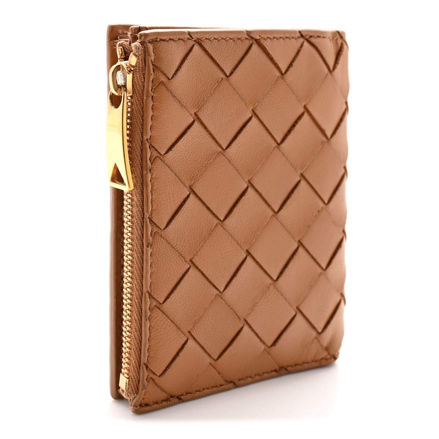Bottega Veneta Nappa Intrecciato Small Bi-Fold Zip Wallet Caramel 3 of 9