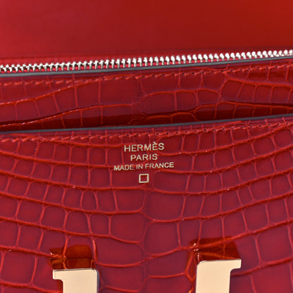 Hermes Shiny Alligator Constance Long Wallet To Go Sanguine 6 of 11