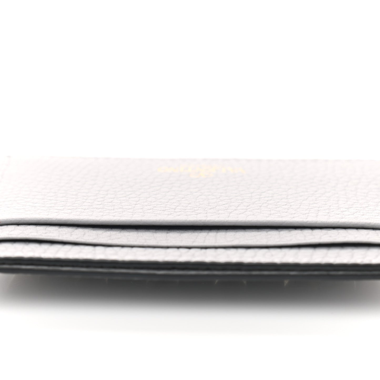 Pebbled Calfskin Rockstud Card Holder Grey