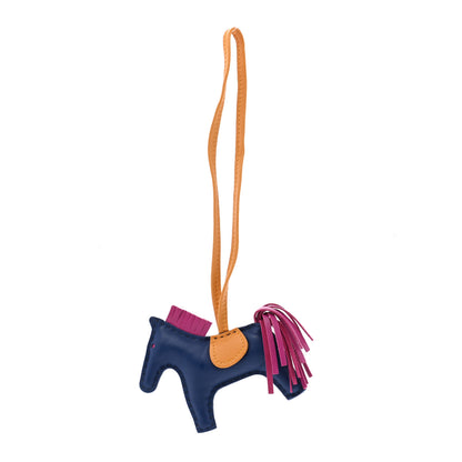 Hermes Milo Lambskin Grigri Rodeo Horse Bag Charm PM Bleu Saphir Rose Pourpre Bouton D'Or 1 of 3
