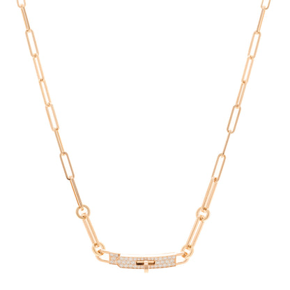 Hermes 18K Rose Gold Diamond Pave Kelly Chaine Choker Necklace 1 of 6