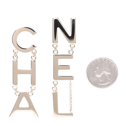 Chanel Metal Cha-Nel Logo Drop Earrings Gold 2 of 6