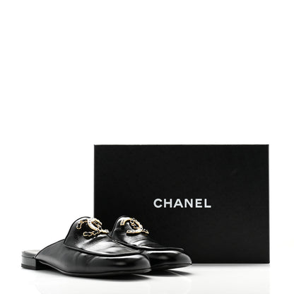 Chanel Shiny Calfskin Crystal CC Mules 40.5 Black 9 of 9