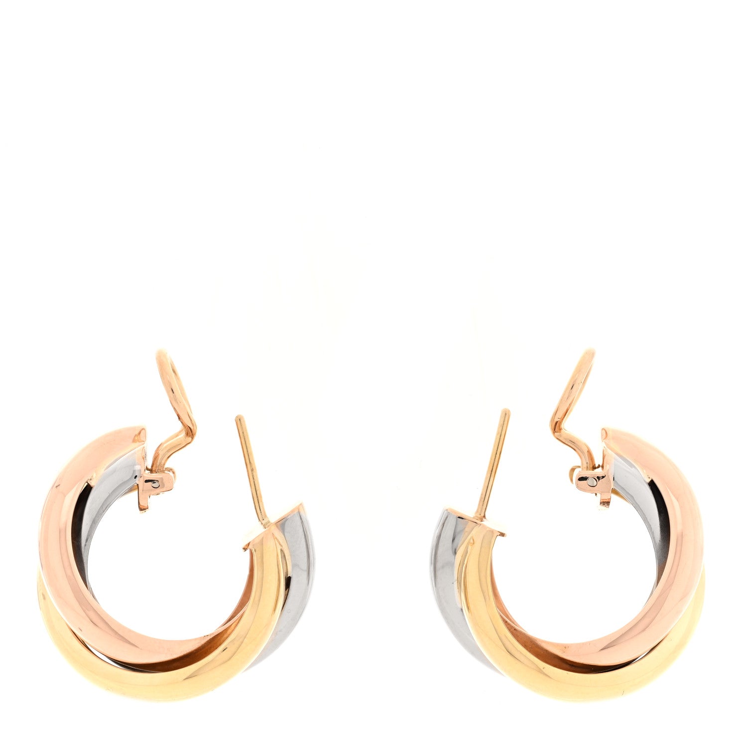 Cartier 18K Pink Yellow White Gold Small Trinity Earrings 3 of 4