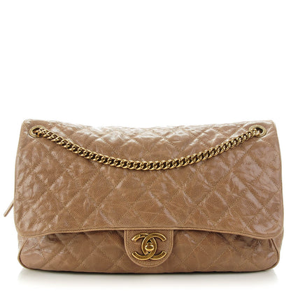 Chanel Crumpled Grained Calfskin Quilted Maxi Shiva Flap Beige 1 of 7