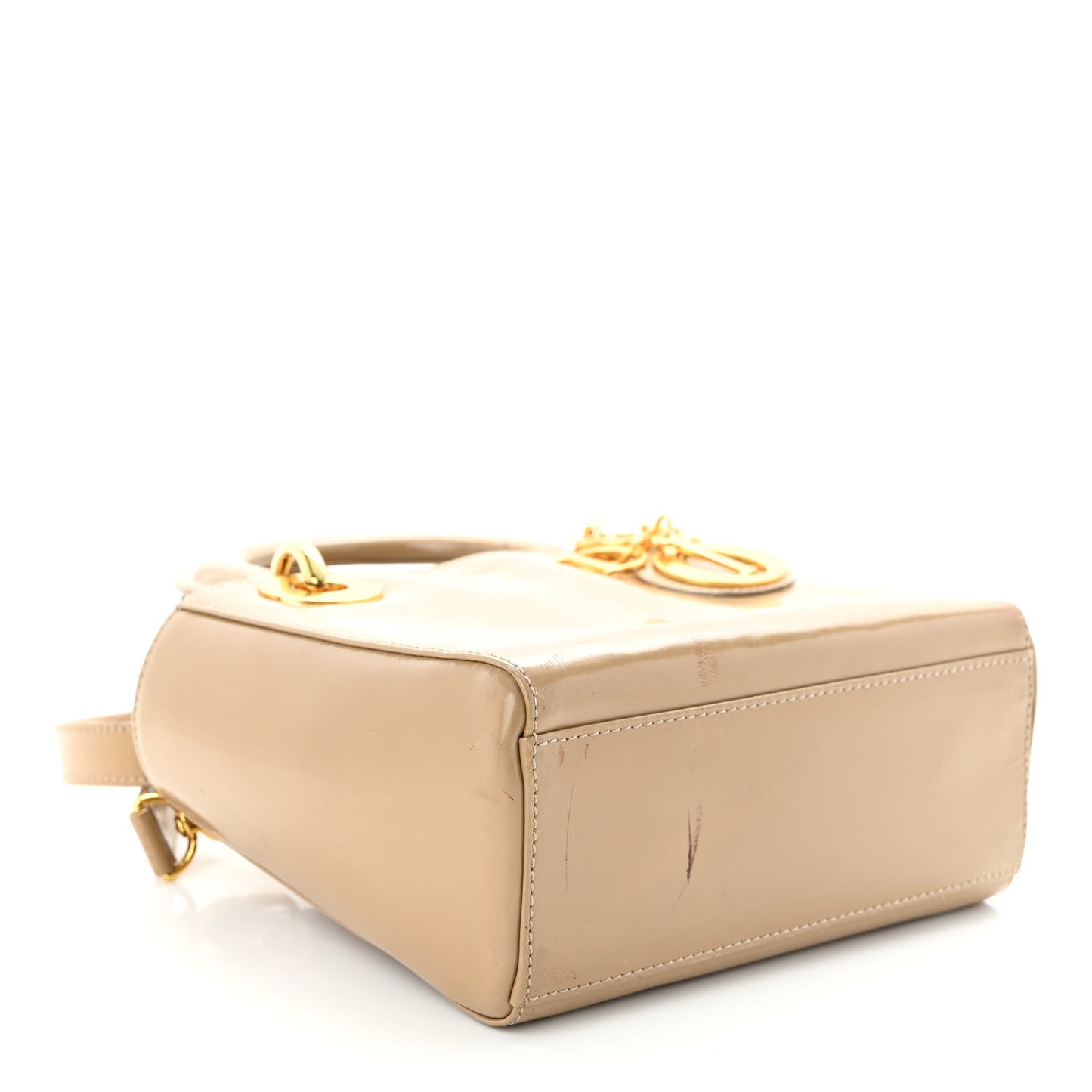 Patent Mini Lady Dior Beige