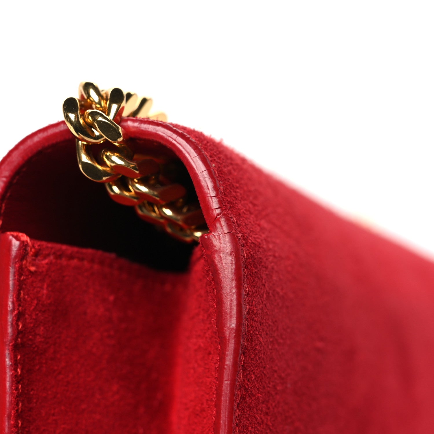 Saint Laurent Suede Small Classic Monogram Kate Tassel Satchel Red 11 of 12