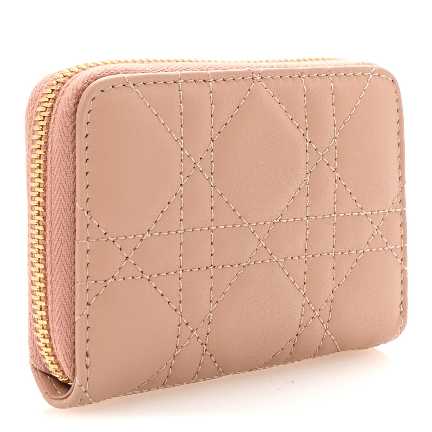 Lambskin Cannage Small Lady Dior Voyageur Coin Purse Rose Des Vents