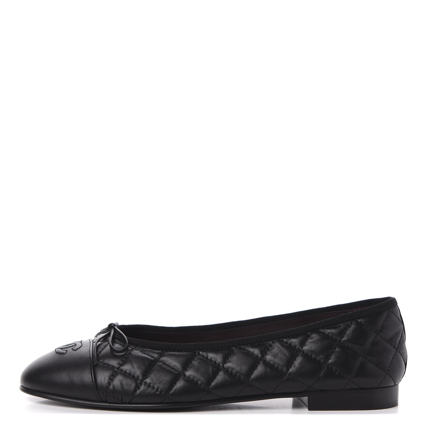 Chanel Aged Calfskin Quilted CC Cap Toe Ballerina Flats 40.5 Black 1 of 10