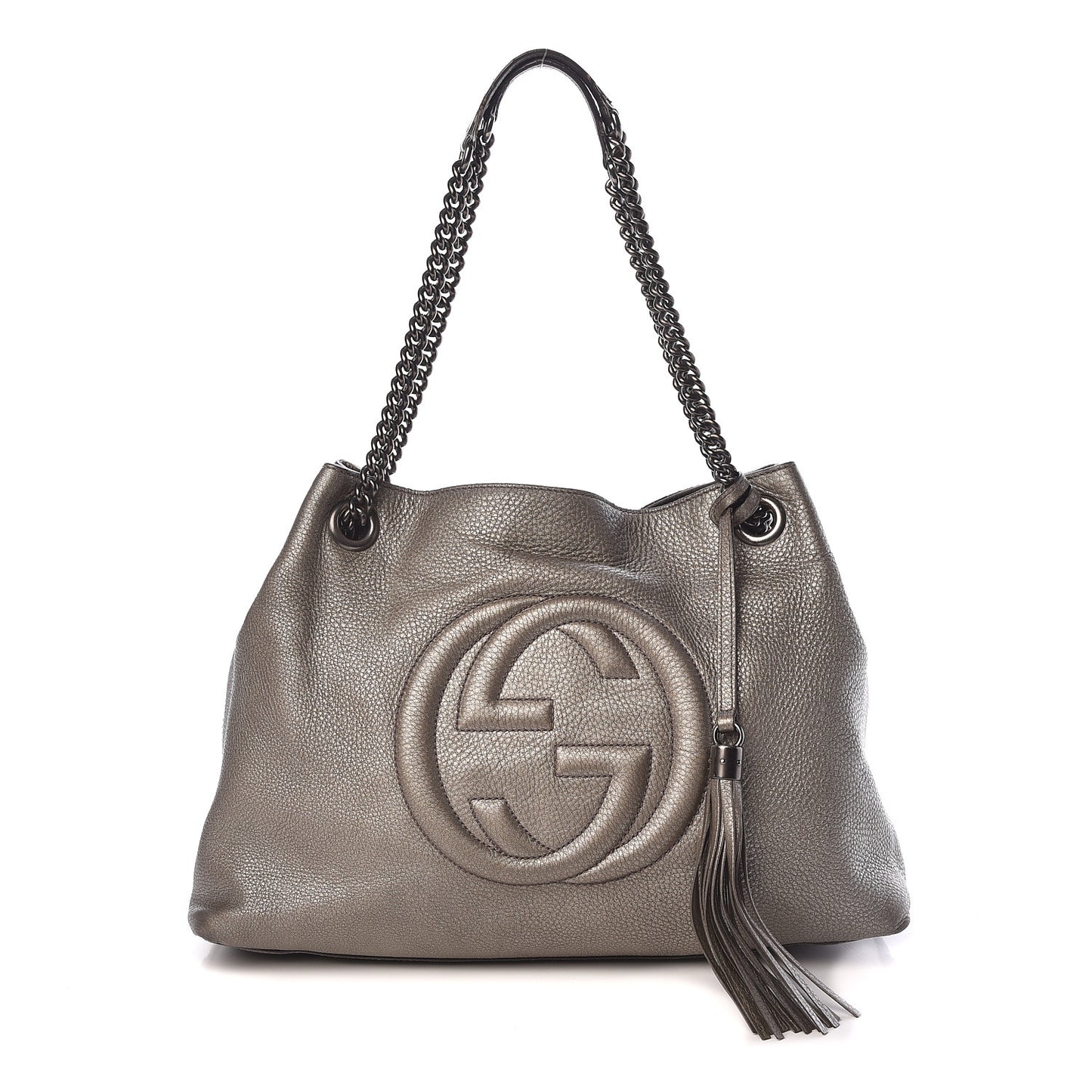 Metallic Pebbled Calfskin Medium Soho Chain Shoulder Bag Sasso