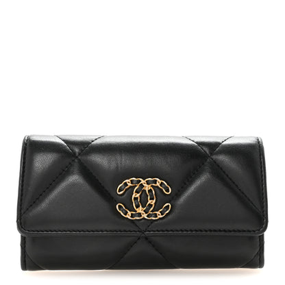 Chanel Lambskin Quilted Chanel 19 Flap Wallet Black 1 of 9
