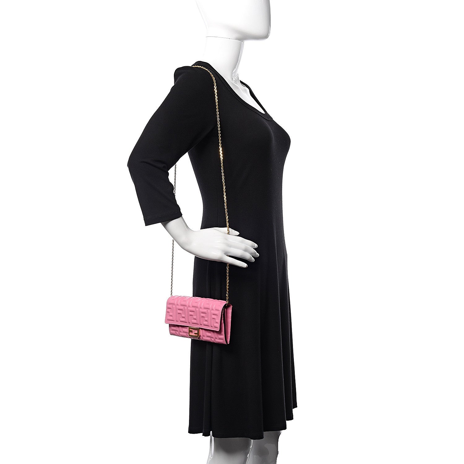 Fendi Nappa Matisse FF Embossed Continental Wallet On Chain Lollypop 2 of 13