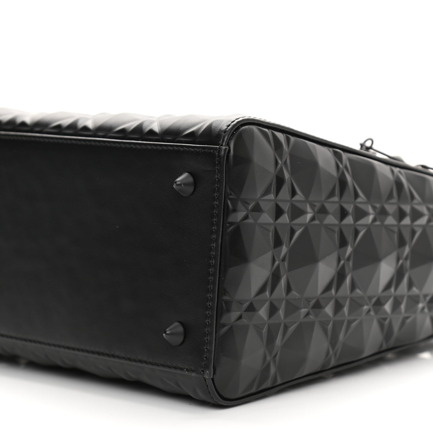 Christian Dior Calfskin Cannage Diamond Cannage Medium Lady Dior Black 10 of 10