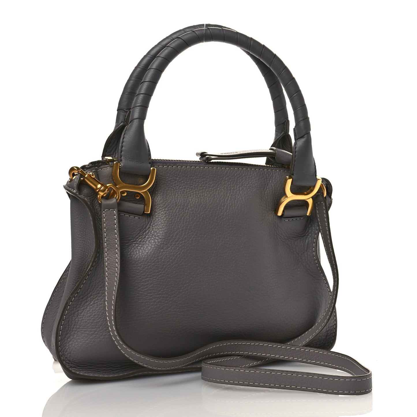 Calfskin Small Marcie Satchel Cashmere Grey