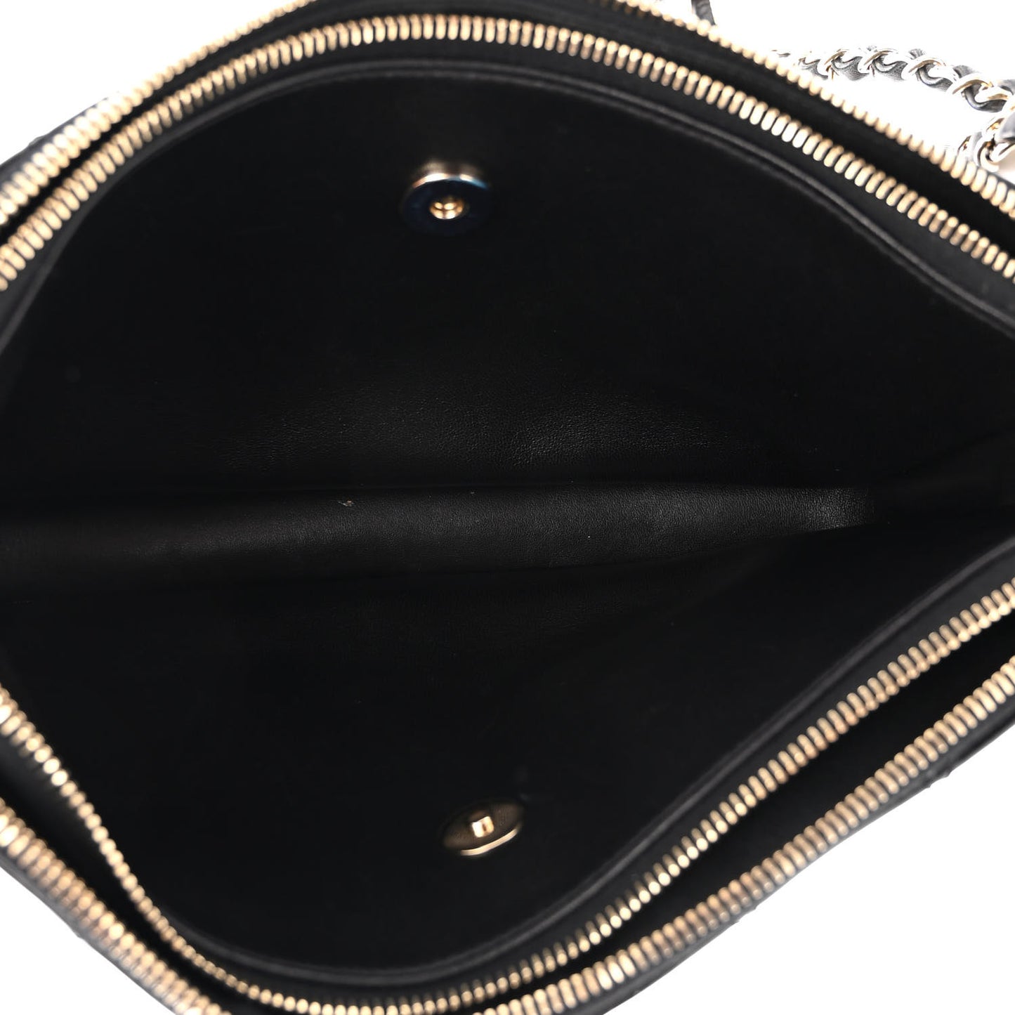 Patent Quilted Crown CC Double Zip Bag Black