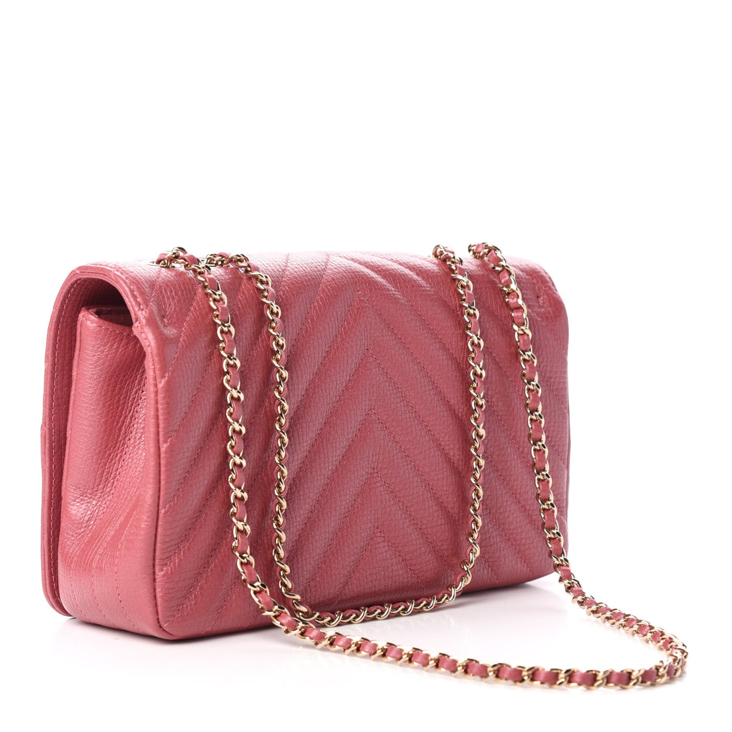 Calfskin Chevron Quilted Statement Flap Pink