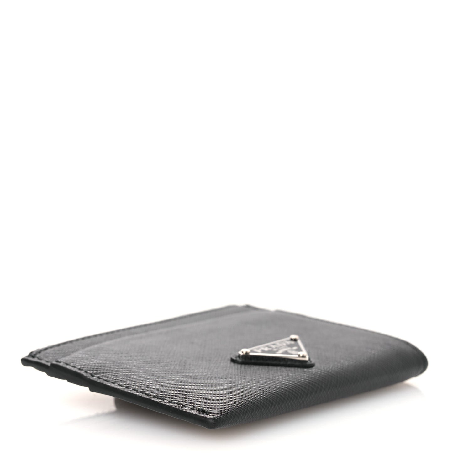 Saffiano Triangle Zip Card Holder Black