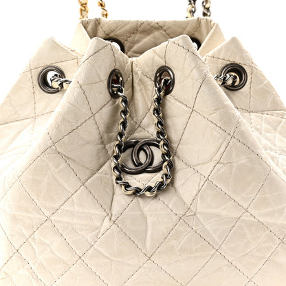 Chanel Aged Calfskin Quilted Gabrielle Backpack Black White Black White 8 of 10