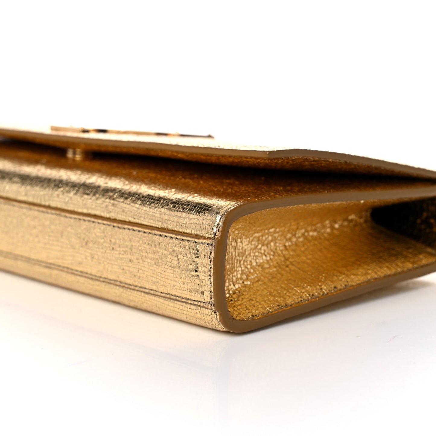 Metallic Textured Calfskin Classic Monogram Cassandre Clutch Gold