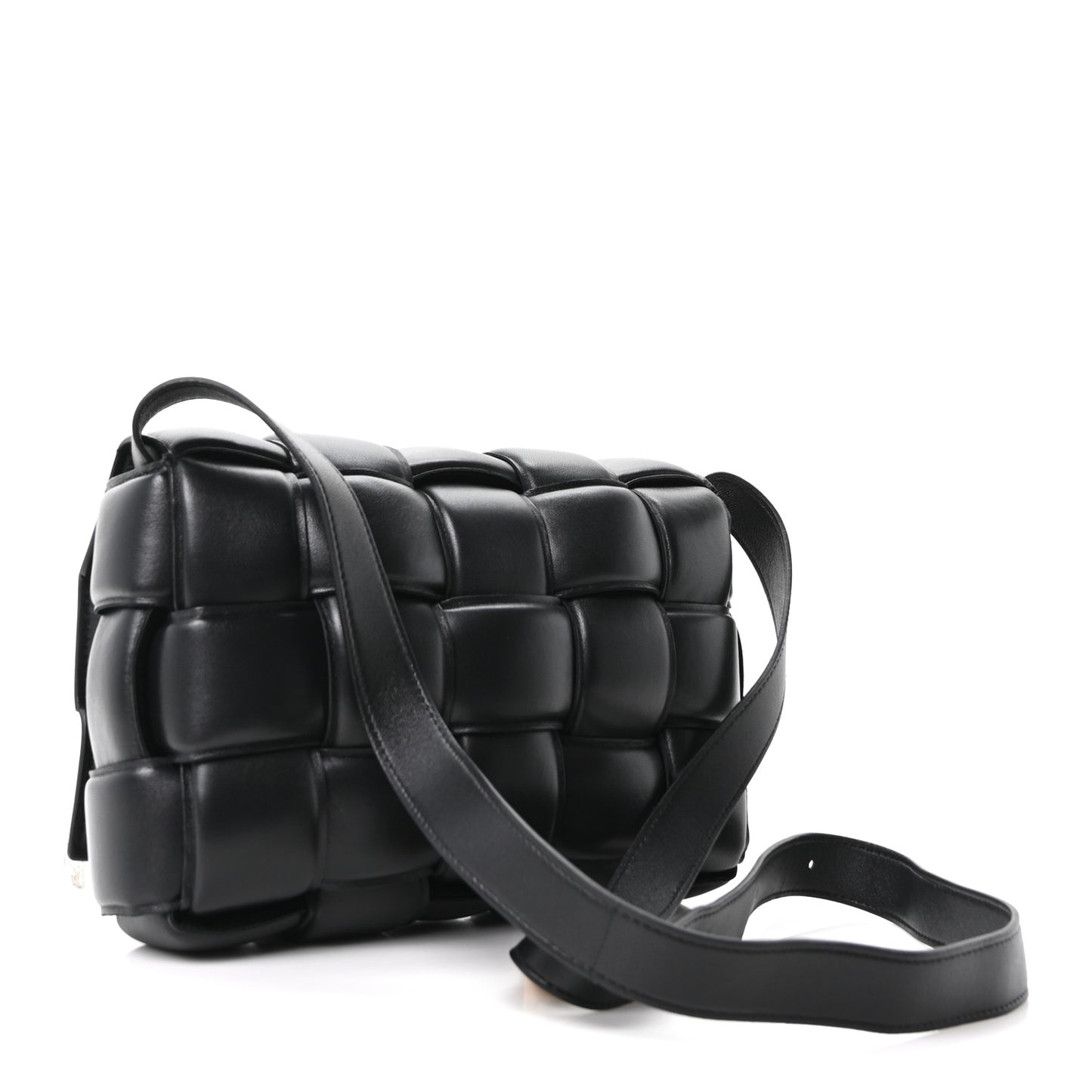 Nappa Maxi Intreccio Padded Cassette Crossbody Bag Black Black